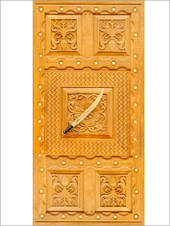 Rosewood Pooja Door - 78" Height X 38" Width | Elegant Carved Panels with Bell Arches and Trishuls