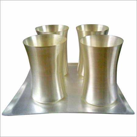 Silver Coated Tray & Glasses