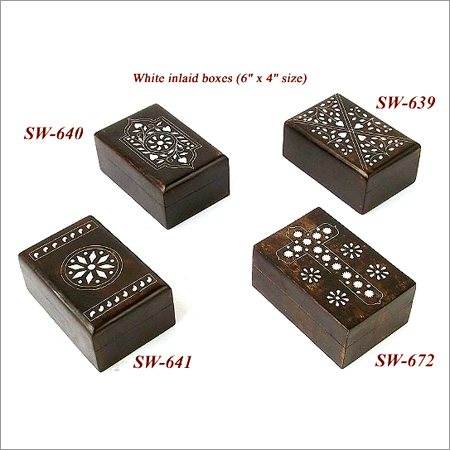 White Inlaid Boxes - Wood, Custom Sizes, White Inlay | Elegant Design, Durable Material, Fine Craftsmanship