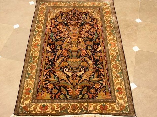 Wall Hanging Hand Crafted Silk Carpet - Tree Of Life Pure Silk Carpet