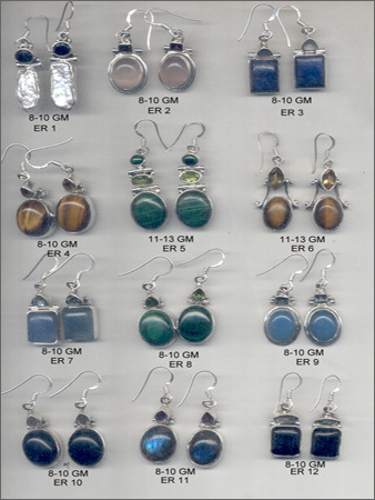 Silver Earrings with cut & cabs