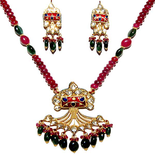 Kundan Meena Necklace Set