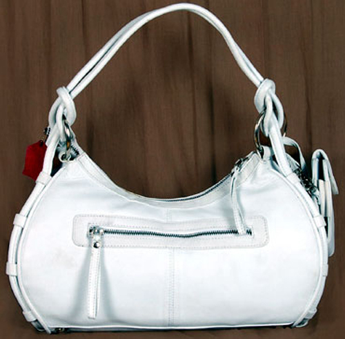 Stylish Handbag - Leather 35x18x11 cm, White | Zipper Closure, Credit Card Slots, Elegant Design