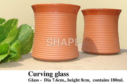Terracotta Curving Glass - Terracotta, 10cm Diameter x 6.5cm Height, 130ml Capacity | Elegant Design, Heat Resistant, Comfortable Grip