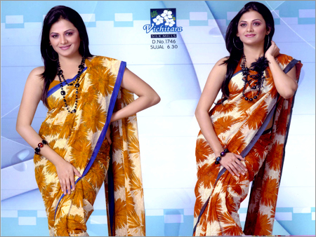 Printed Saree Contrast Border