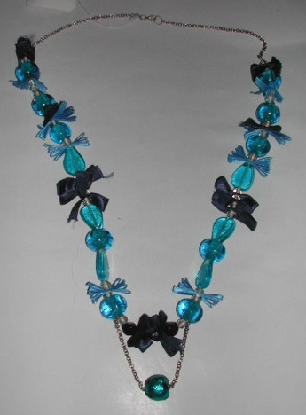 Necklace - 18 Inches, Teal Glass Beads | Customizable Design, Elegant Finishing, Attractive Colors, Clasp Fastener, Gift Box Packaging