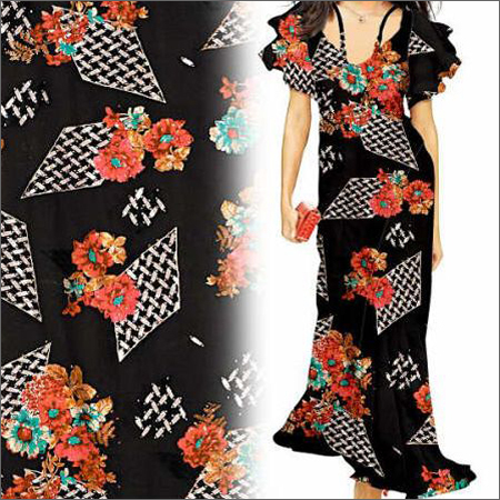 Printed Fabric - Cotton Blend, 58 Inches, Black | Vibrant Prints, Floral Pattern, Customizable Designs, Soft Texture, Durable Material