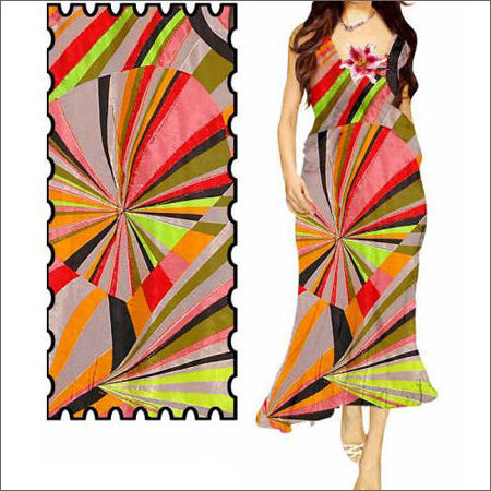 Synthetic Fabrics For Ladies Dresses - Polyester, 150 cm Width, 120 gsm, Printed Patterns | Vibrant Designs, Colorfast 4-5 Grade, Customizable Finish