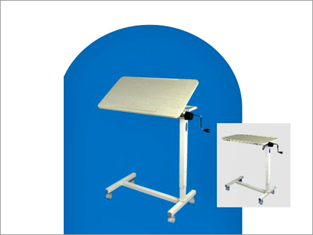Over Bed Table - Steel Adjustable Height, Variable Size | Epoxy Backed Finish, Wheels, Stable Base