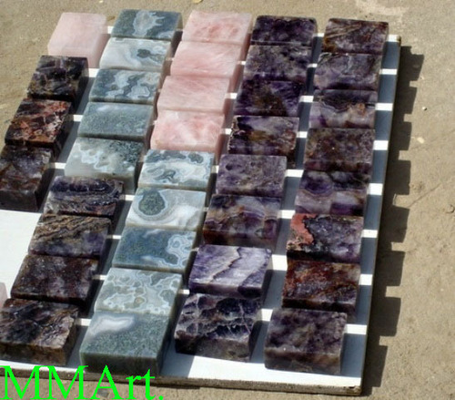 Semi Precious Slabs And Tiles For Interior Decoration Crystallized Glass Stone