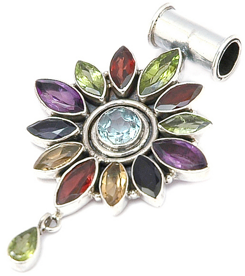 Multicolor Facited Gem Stone Pendent