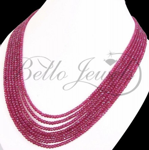 Handmade Ruby Beaded Necklace 