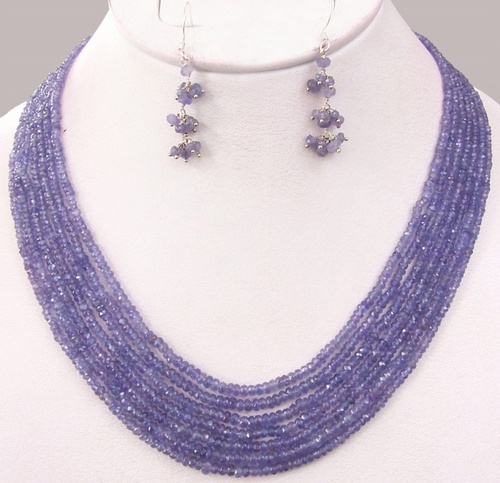 Handmade Designer Tanzanite Beads Necklace Jewelry