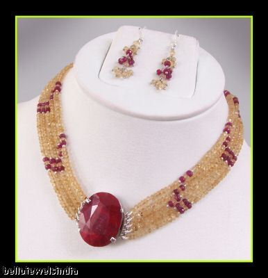 Designer Citrine Ruby Necklace