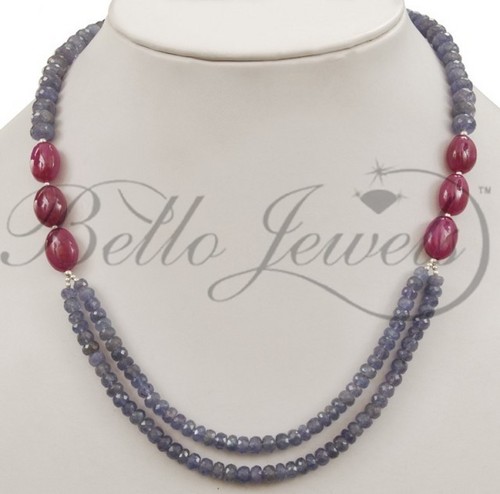 Handmade Tanzanite Beaded Necklace