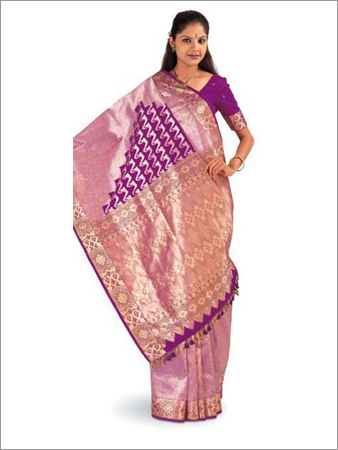 Golden- Purple Pure Silk Saree
