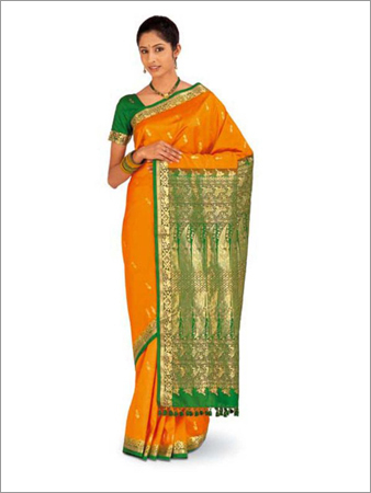 Orange Pure Silk Saree By SANGAM MACHINE TOOLS & HYDRAULICS