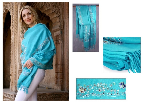 Hand Zari Emb Shawl/Stole.