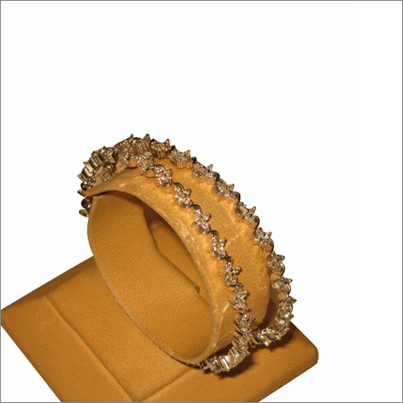 Designer Diamond Bangles - Gold, Adjustable Size | Diamond Studded, Pave Setting, Polished Finish