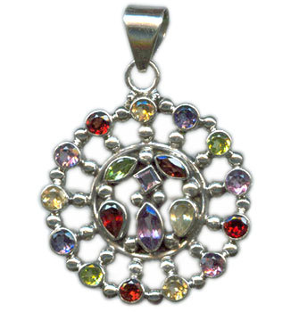 Cut Stone Silver Pendants