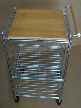 Serve Carts - Metal Frame with Wood/Metal Shelves, Chrome Finish | High Load Capacity, Swivel Casters, Ergonomic Handle, Mobile Storage, Easy Transport, Space Saving, Easy Clean, Versatile Use