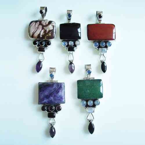 Cab Silver Pendants