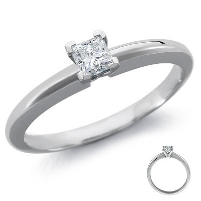 Princess Solitaire "V" Shaped Ring