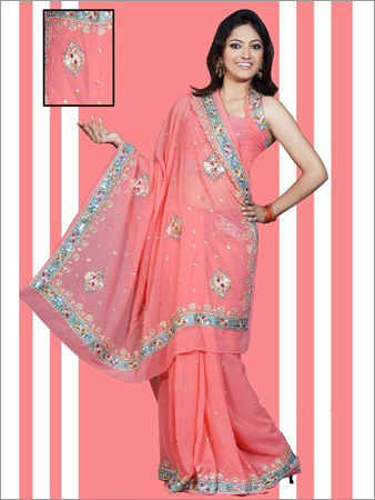Fancy Applick Zardosi Border Saree