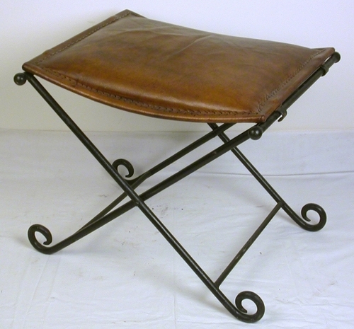 X-Stool with Leather Seat