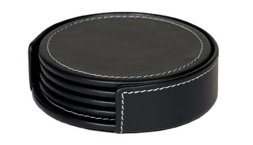 Genuine Leather 4pcs Round 4 x 4 Coasters Set