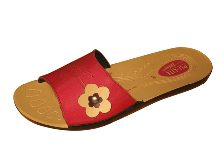 Flat Sandals - Leather/Synthetic, 9x4 Inches, Red | Slip-On, Stylish Design, Durable Rubber Sole, Comfortable Fit