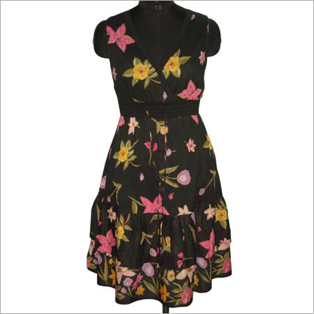 Printed Ladies Dress - Black