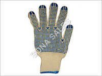 Cream Pvc Dotted Knitted Seamless Gloves