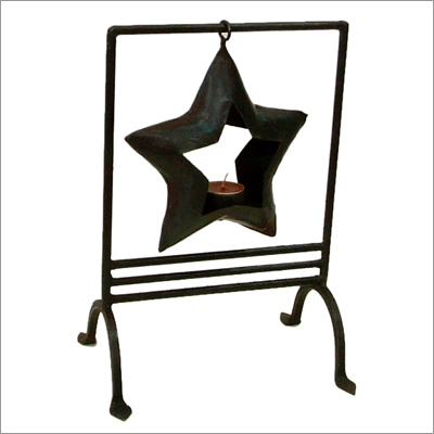 Wooden Brass Fitted Candle Stand