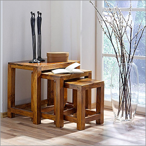 Wooden Table with Stool Sets - Acacia, Sheesham & Mango Wood, 50x47x35 cm, Water & Scratch Proof Finish, Customizable Size