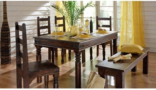 Dining Room Furniture - Acacia, Sheesham, Mango Wood 120x77x90 cm, Dark Brown, Water & Scratch Proof Finish