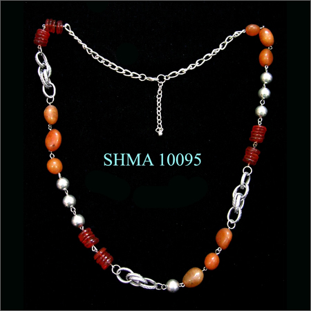 Metallic Necklace - Metal Beads, 16-18 Inches, Silver | Elegant Design, Durable Material, Versatile Style