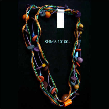 Ribbon Necklace - Polymer Clay, 40-45 cm, Multicolored | Stylish, Unique Handmade Bohemian Accessory