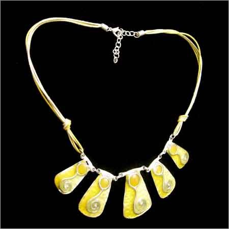 Silver Plated Enamel Necklace