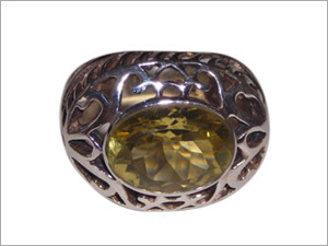 Cut Ring (Ciprin) - Silver, Size 5-12, Yellow Gemstone | Elegant Design, Durable Shine, Customizable Size, Trendy Style