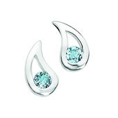 sterling silver ring with blue topaz and Cz