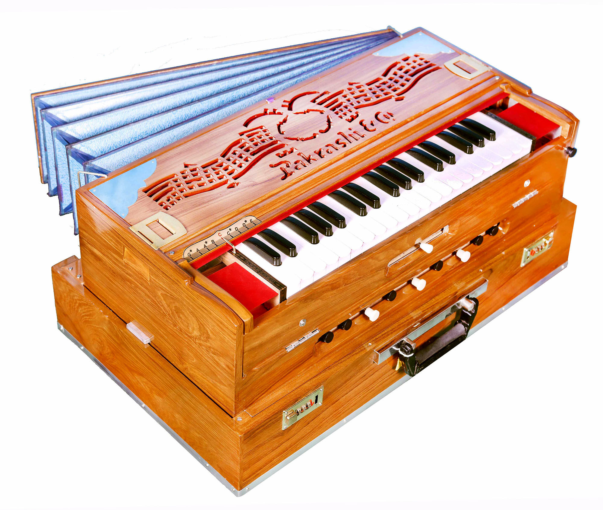 9 Scale changer Portable Harmonium Natural wood colour