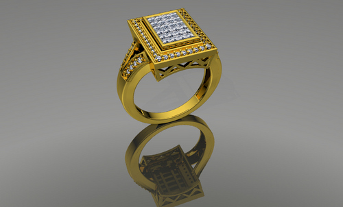 JCT RING 005 - Gold 15x10 mm, Size 7 | Diamond Pave Setting, Elegant Design, Durable Material