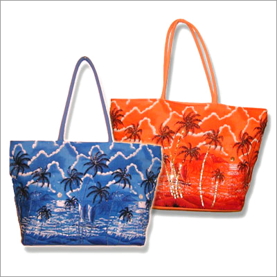 Beach Bags - Canvas 16x16x5 inches, Orange | Spacious, Durable, Lightweight, Water-Resistant, Palm Tree Print