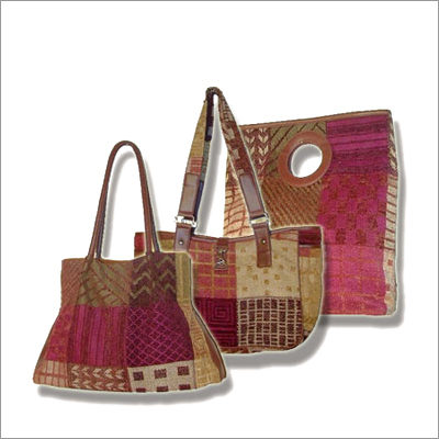 Cotton Chenille Bags - Burgundy, Zipper/Open Closure | Durable Material, Leather Handles, Handmade Quality