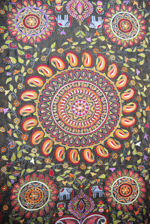 Silk Based Kantha Stitch Work Shawl (Dopatta)