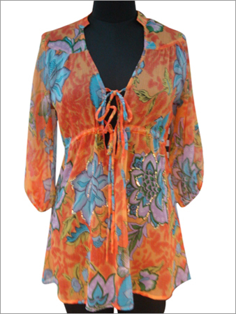 100% Chiffon Emb. Kurta