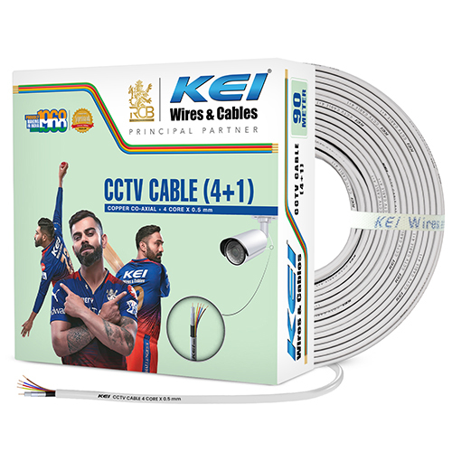 KEI CCTV Camera Cable 4+1,RG59 Copper Jelly Filled Co-Axiel,All-in-One Video & Power Cable Cord with PVC Jacket,High Quality Video Signal, Suitable for Residential,Offices,& Hotels Use(White,90 Meter)