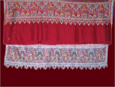Pashmina Embroidery Shawls - Pashmina Silk, 70x28 Inches, Red | Soft Texture, Hand Embroidery, Intricate Pattern, Elegant Design