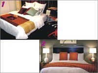 Bed Runners & Cushions - Sateen Material, King Size | Plain Dyed, Brown And Yellow, 100 Gsm, Ideal For Home And Hotel Use